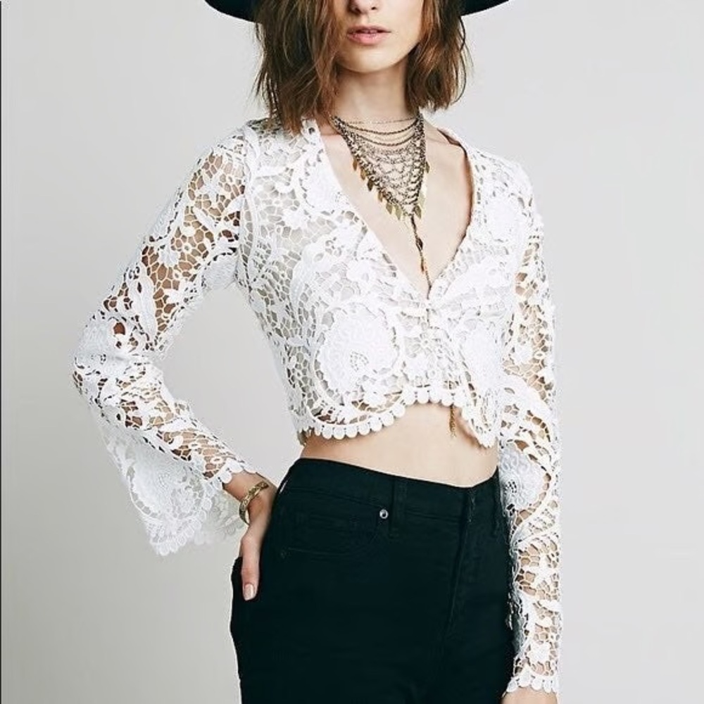 Stone Cold Fox White Lace Blouse